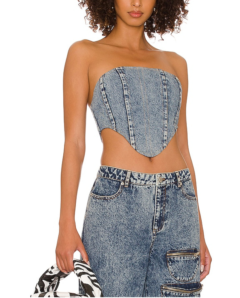 By.Dyln Denim Light Blue Jamison Corset Size S